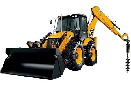 Аренда экскаватора-погрузчика JCB ямобур, вилы